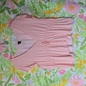 Pink Floral Flutter Sleeve Crop Top